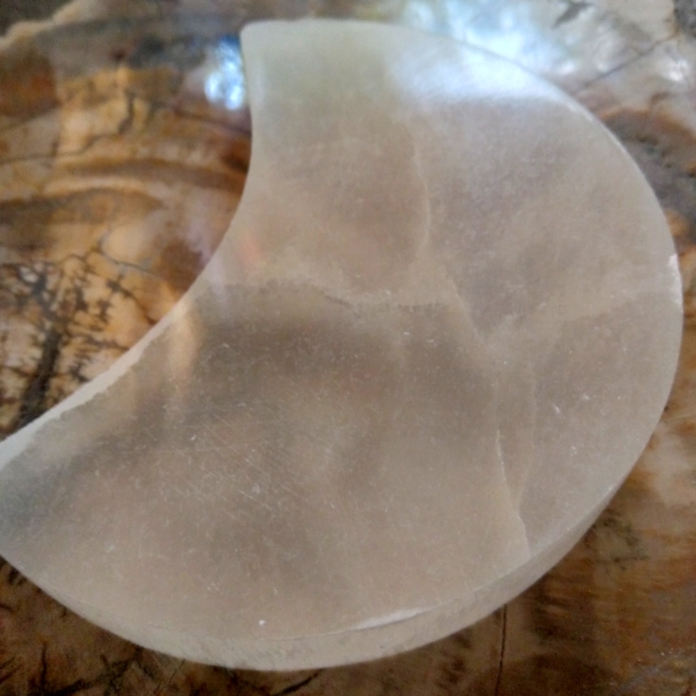 4" Selenite Crescent Moon Charging Disc